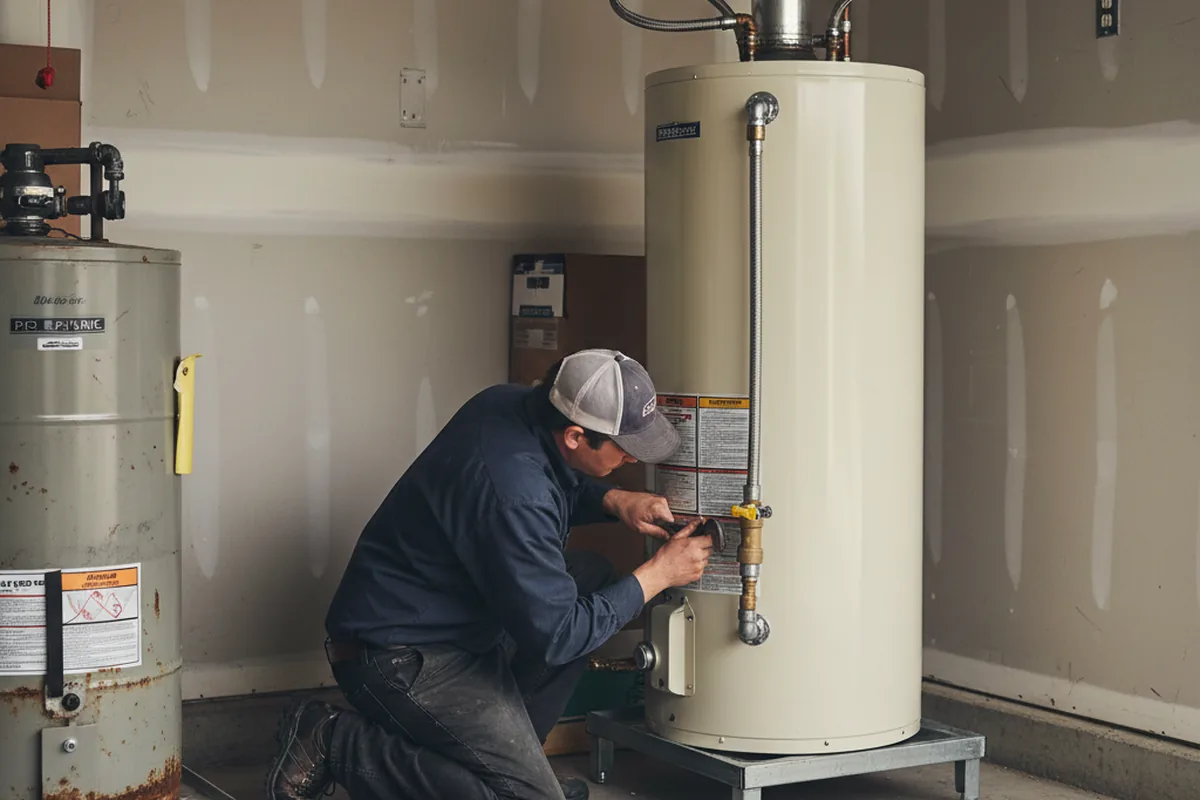 Water heater and shutoff valve replacement in Avoca