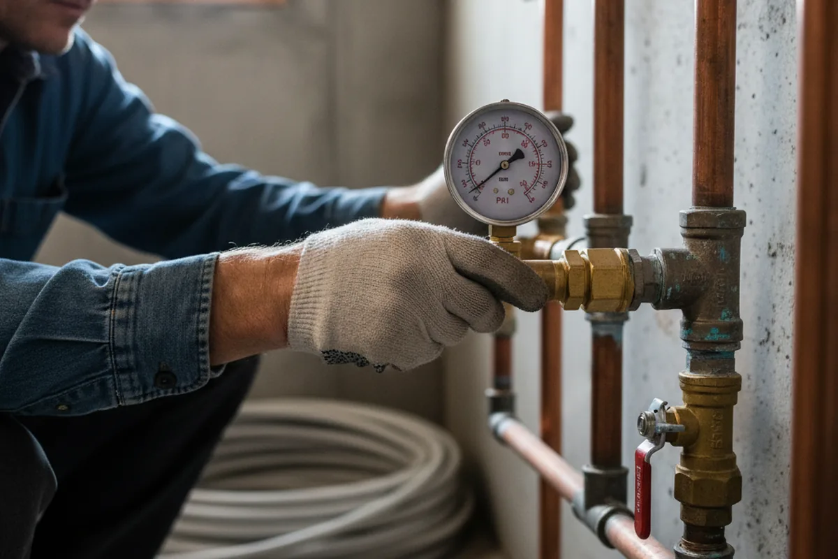 Pressure testing a repaired line during Water Line Repair in Avoca